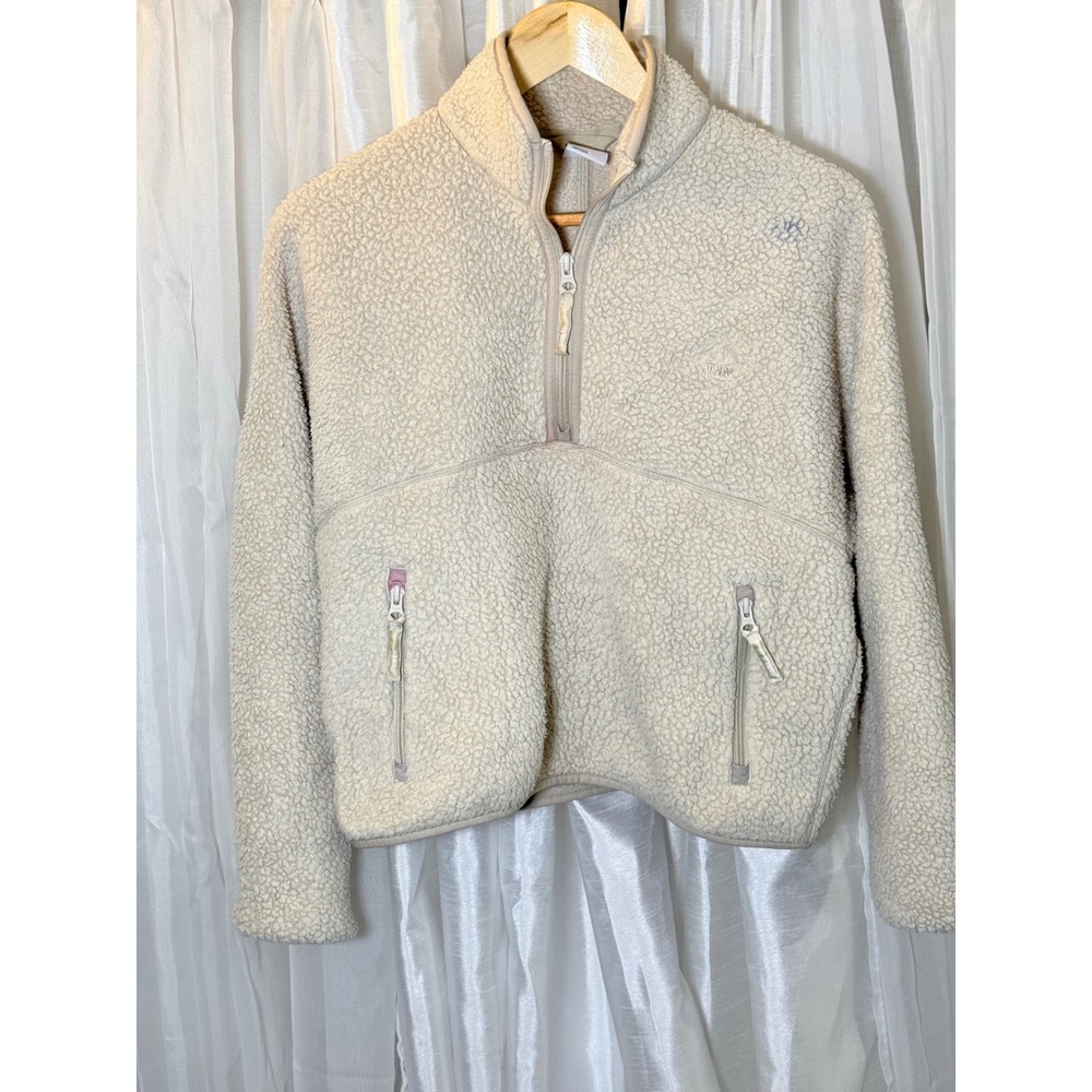 TNA Aritzia Sherpa Fleece Pullover Womens Small Cream Quarter Zip Jacket